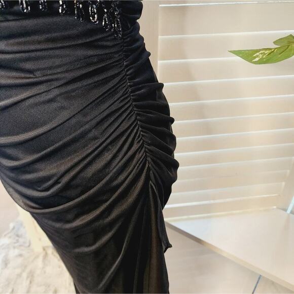 BETSY & ADAM NEW BLACK / WHITE BEADED V NECK SIZE 10 DRESS - Picture 4 of 10